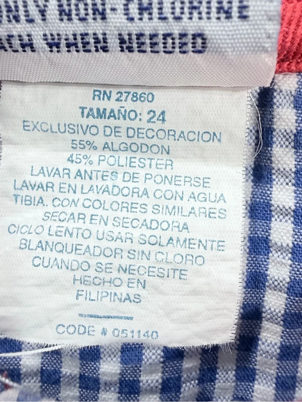 Vintage Samara Watermelon Collar Blue Gingham Dress 24M 90s